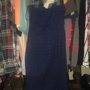 Navy blue strapless dress